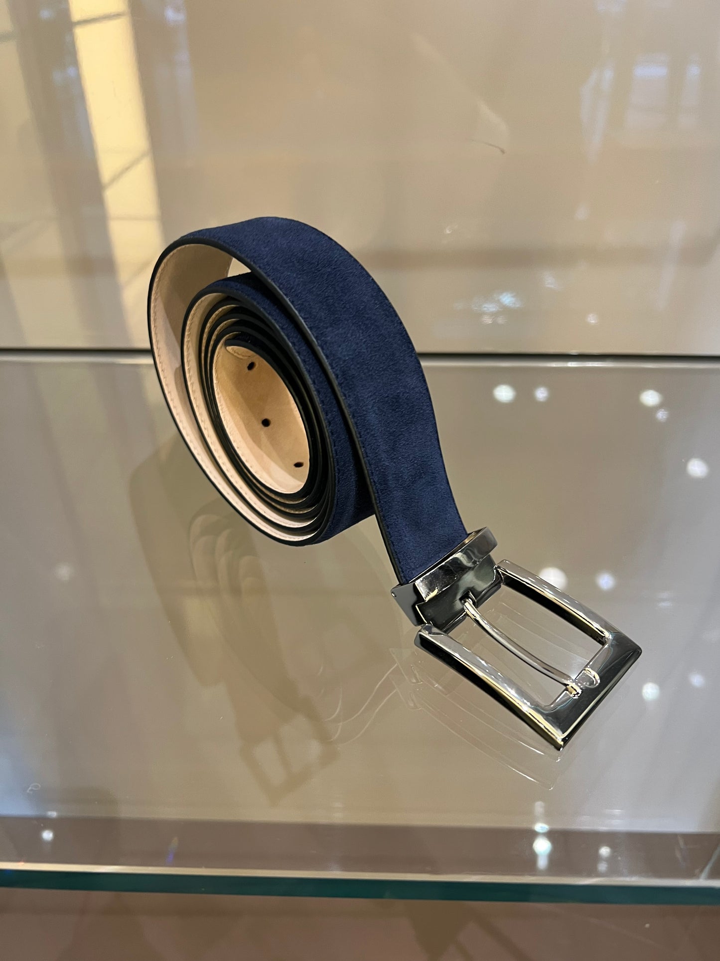 Gürtel Marineblau Veloursleder