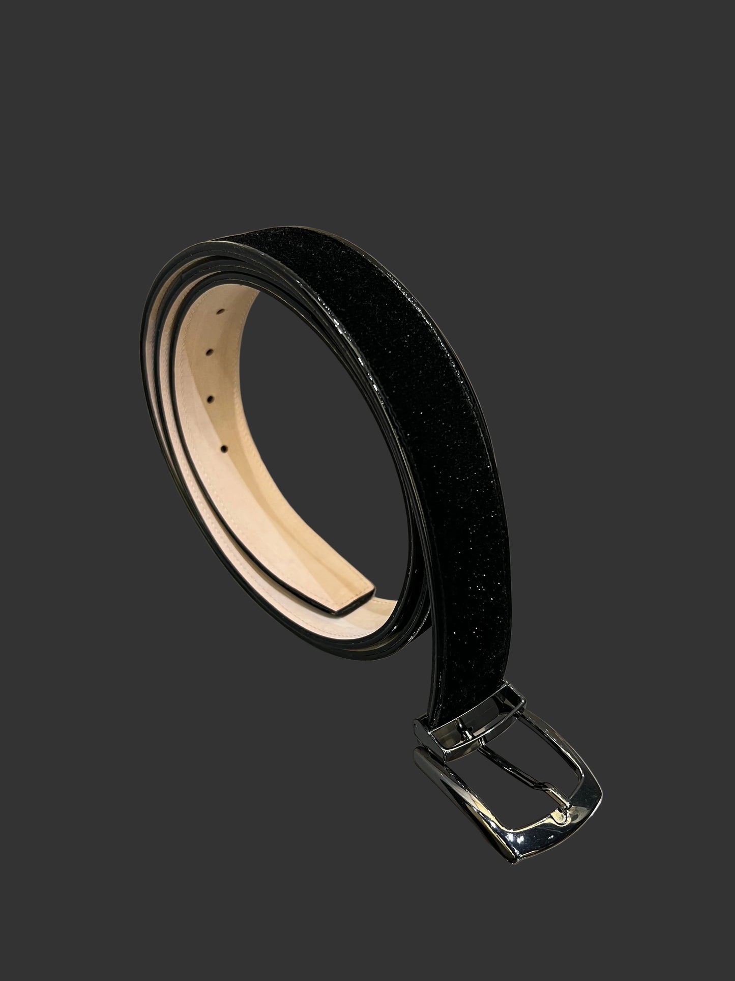 Gürtel Schwarz Lack mit Glitzer