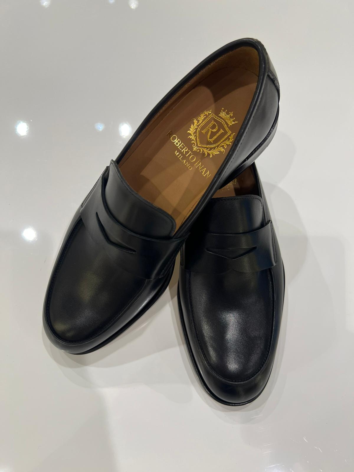 Penny-Loafer Glattleder Schwarz