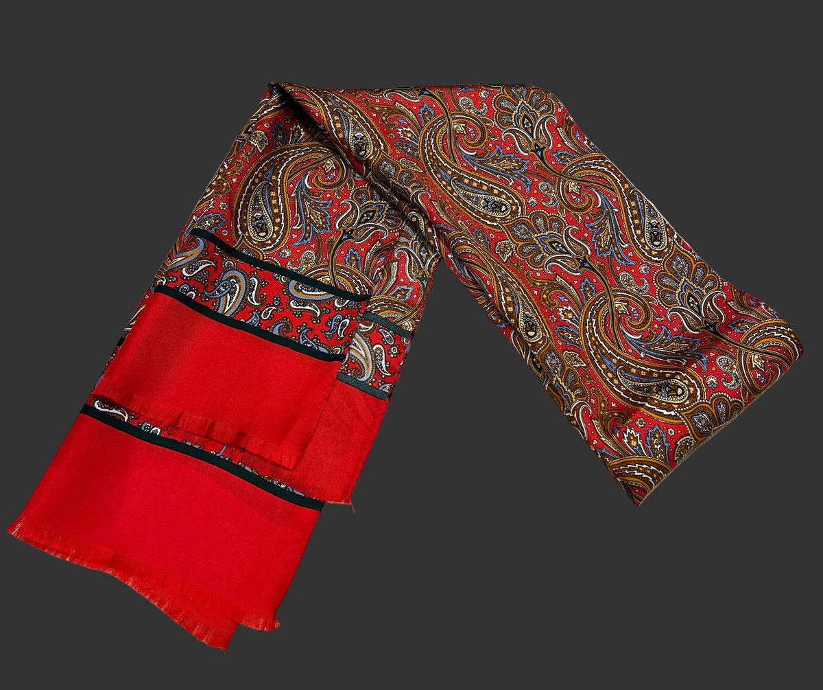 Seidenschal Paisley Rot-Ocker