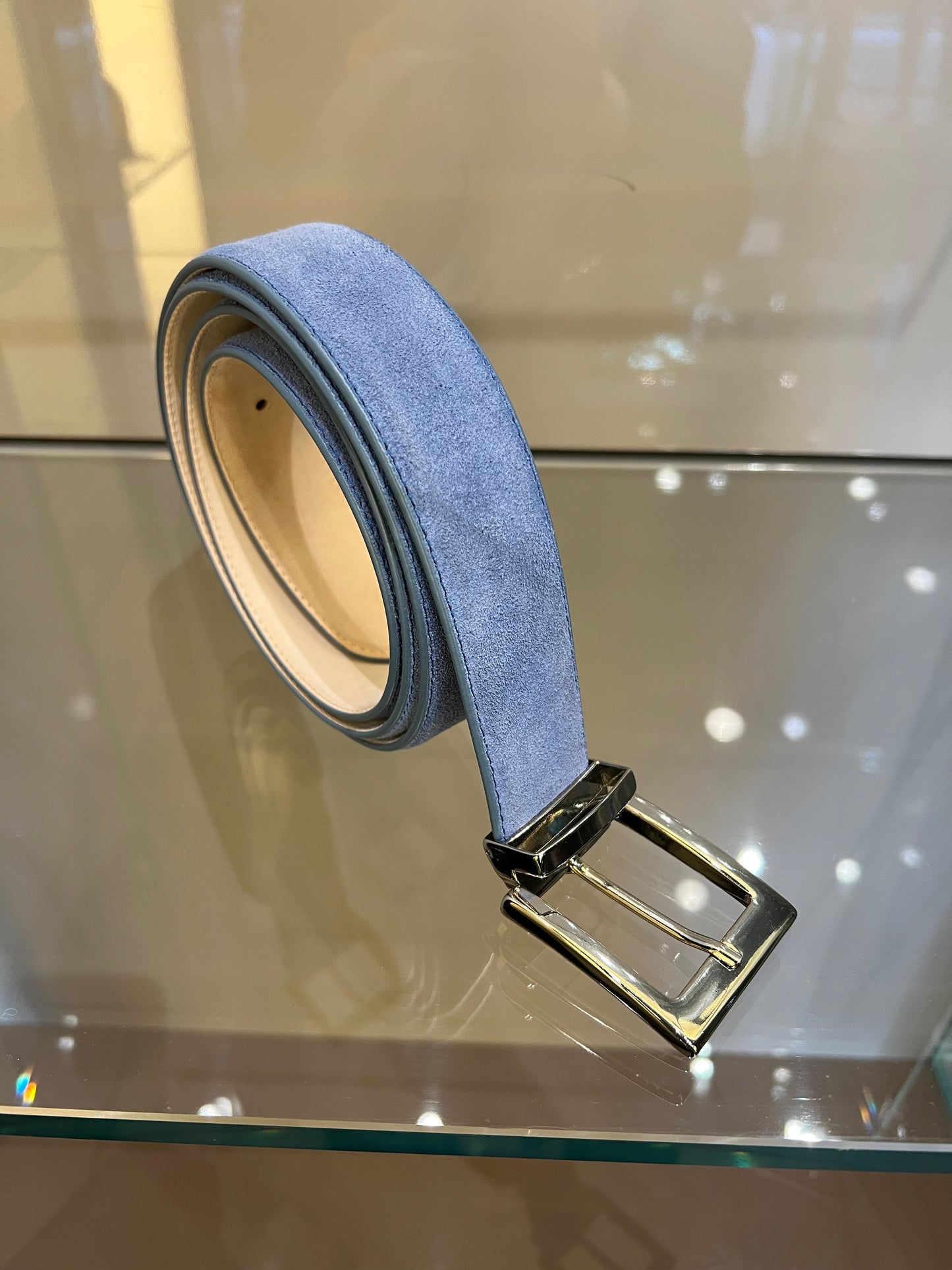 Gürtel Hellblau Veloursleder