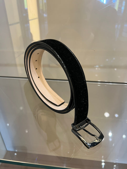 Gürtel Schwarz Lack mit Glitzer