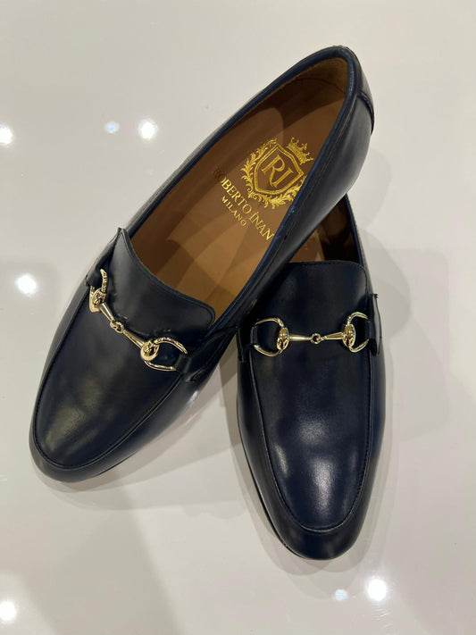 Horsebit-Loafer Glattleder Marineblau