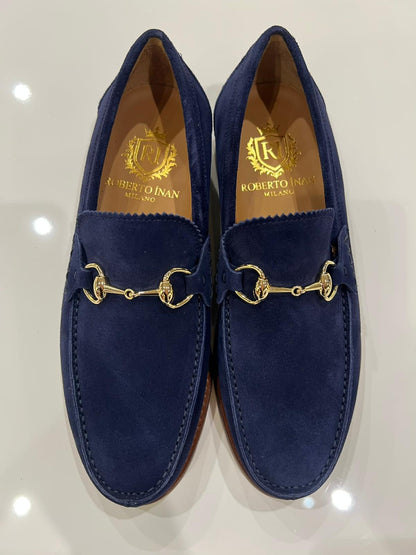 Horsebit-Loafer Kalbsveloursleder Marineblau