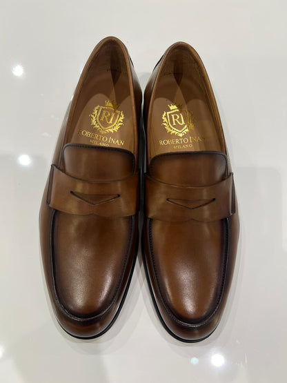 Penny-Loafer Glattleder Cognacbraun