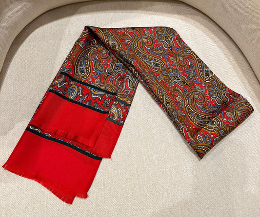 Seidenschal Paisley Rot-Ocker