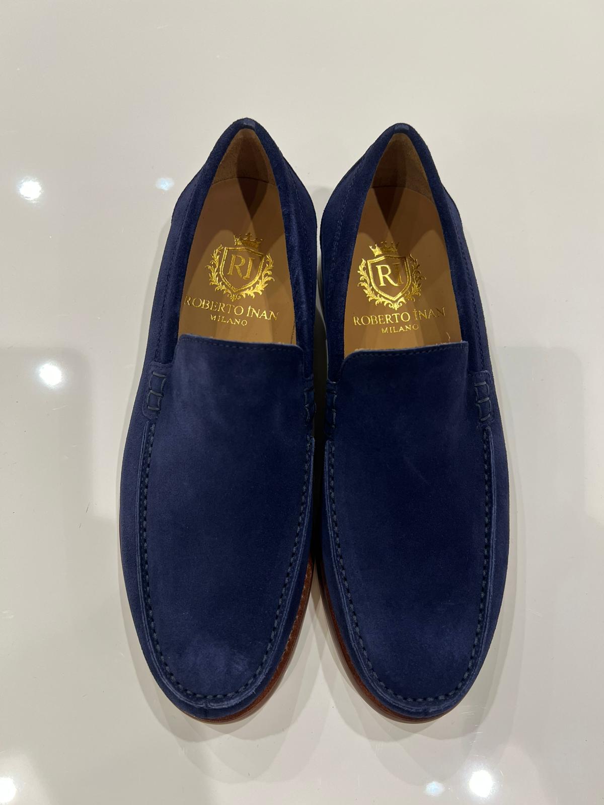 Yacht-Loafer Kalbsveloursleder Marineblau